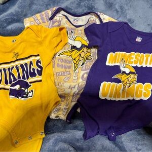 NFL Minnesota Vikings Infant Bodysuit Trio - Purple, Yellow